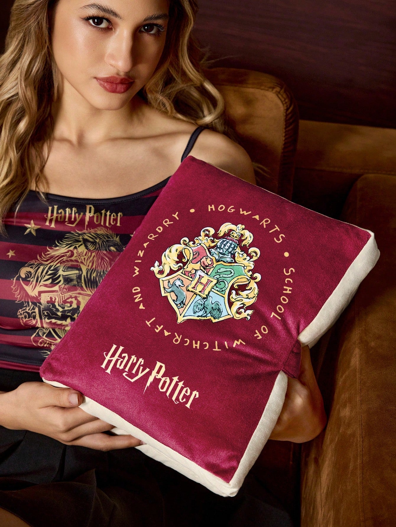 HARRY POTTER X 1Pc Book Throw Pillow, Plot Printing, Schoolbag Shape, Suitable For Sofa, Room, Car, Soft Pillow, Throw Pillow