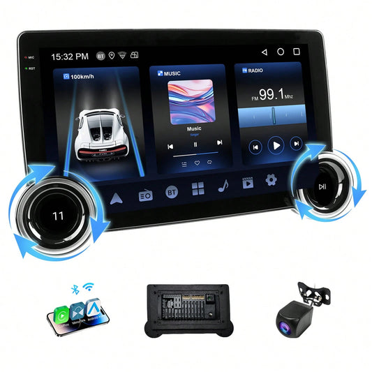 Haudio 10'' Double Din Car Android Player, HD Screen Car Stereo With CarPlay & For Android Auto & Mirror Link, Support Steering Wheel Control, EQ Effects, And Rear View Camera For Cars, For Christmas