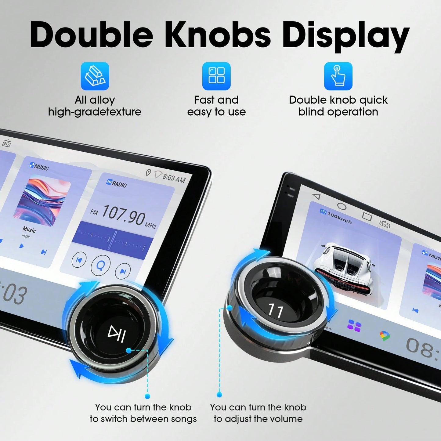Haudio 10'' Double Din Car Android Player, HD Screen Car Stereo With CarPlay & For Android Auto & Mirror Link, Support Steering Wheel Control, EQ Effects, And Rear View Camera For Cars, For Christmas