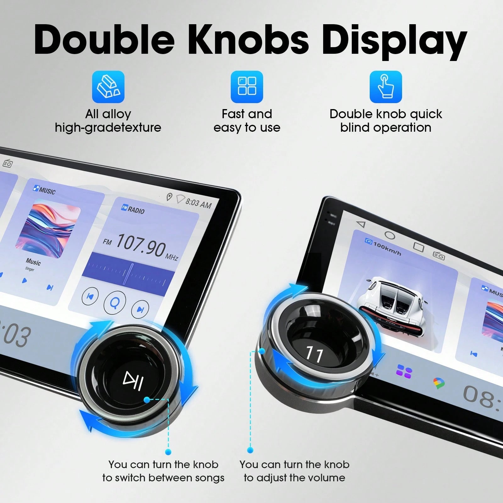 Haudio 10'' Double Din Car Android Player, HD Screen Car Stereo With CarPlay & For Android Auto & Mirror Link, Support Steering Wheel Control, EQ Effects, And Rear View Camera For Cars, For Christmas