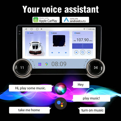 Haudio 10'' Double Din Car Android Player, HD Screen Car Stereo With CarPlay & For Android Auto & Mirror Link, Support Steering Wheel Control, EQ Effects, And Rear View Camera For Cars, For Christmas
