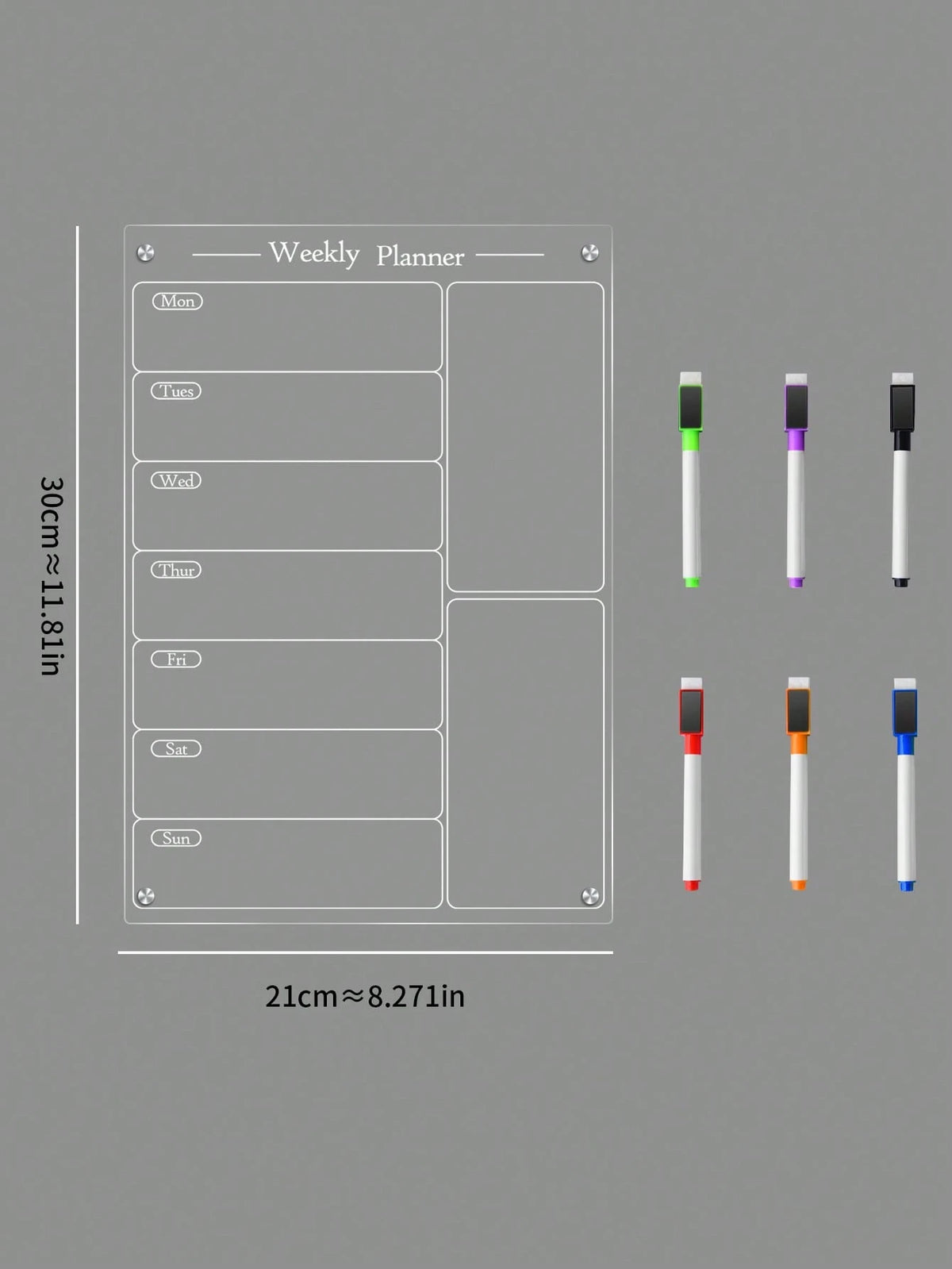 Haus Hana 1pc 3D Acrylic Desk Planner With White Board & Magnetic Refrigerator Sticker, Durable Dry Erase Weekly Meal Plan Board With 6 White Board Pens Gifts Birthday Graduation Home Decor Back To Sc