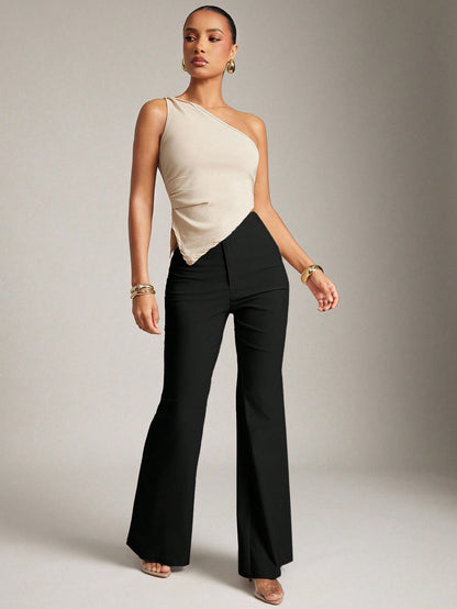 Hauture Sexy Summer Business Office Casual Solid Flare Leg Pants