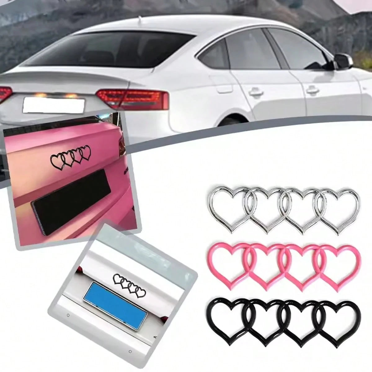 Heart-Shaped 3D Sticker For Car Decoration, Storage Box Decoration In The Car Compartment, Car Heart-Shaped Logo Label On The Rear Of The Trunk, Badge Sticker 1 Piece