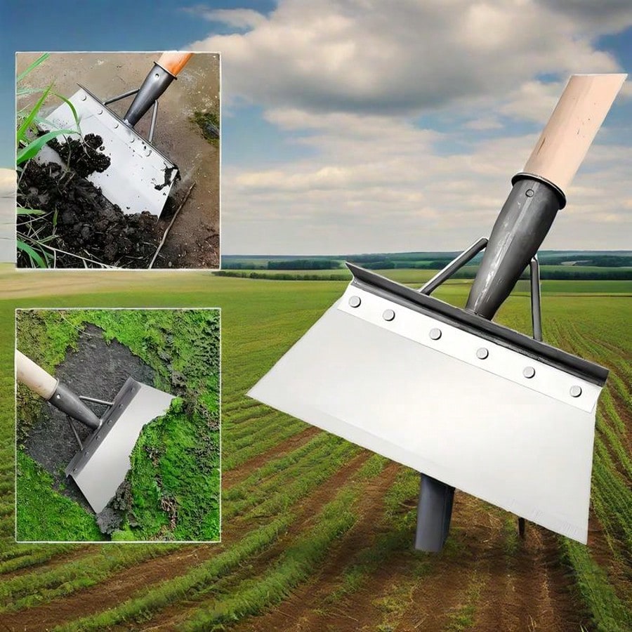 Heavy-Duty Manganese Steel Shovel Head| Multi-Functional Flat Blade For Digging, Weeding, Trimming, And Snow Shoveling| Lawn And Garden Replacement Tool (Handle Not Included) + Stainless Steel Garde