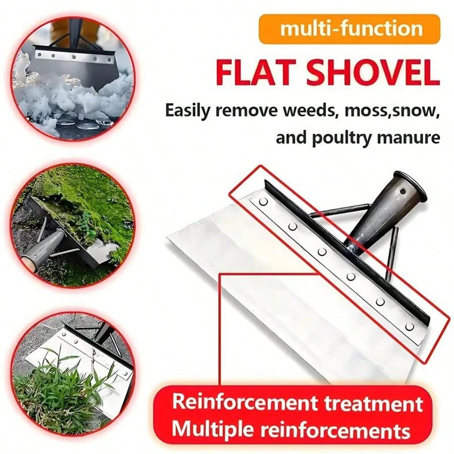 Heavy-Duty Manganese Steel Shovel Head| Multi-Functional Flat Blade For Digging, Weeding, Trimming, And Snow Shoveling| Lawn And Garden Replacement Tool (Handle Not Included) + Stainless Steel Garde