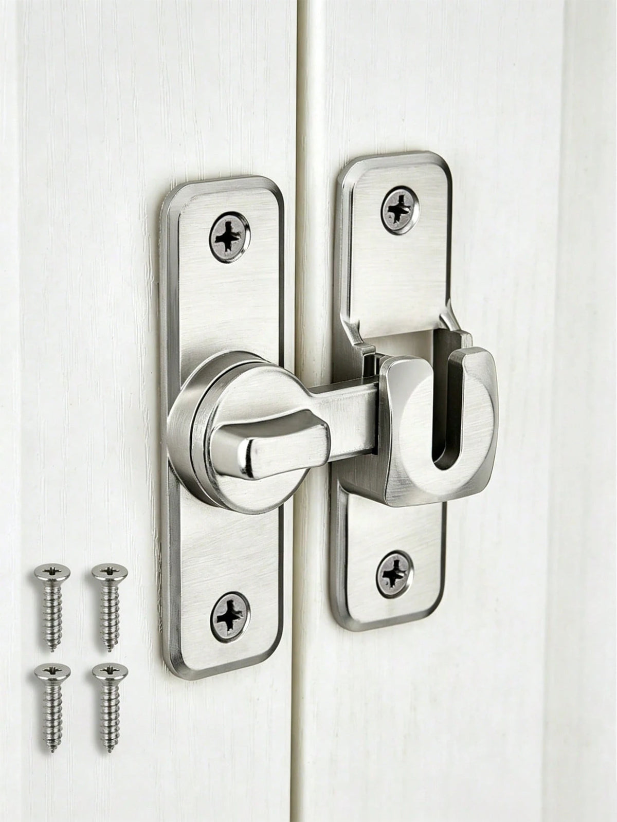Heavy-Duty Metal Hasp Latch With 4 Screws – 5 Packs, 90/180-Degree Rotating Security Latch; Suitable For Barn Doors, Sliding Bathroom Doors, Garages, Bedrooms, And Cabinets – Durable, Pry-Resistant Do