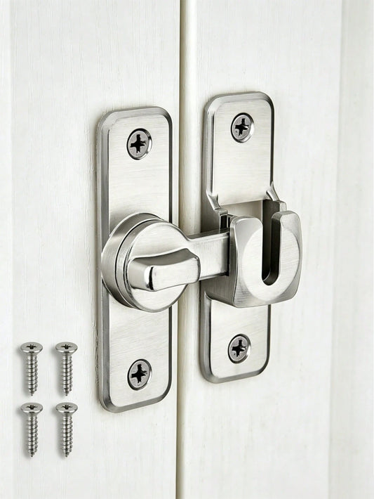 Heavy-Duty Metal Hasp Latch With 4 Screws – 5 Packs, 90/180-Degree Rotating Security Latch; Suitable For Barn Doors, Sliding Bathroom Doors, Garages, Bedrooms, And Cabinets – Durable, Pry-Resistant Do
