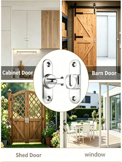 Heavy-Duty Metal Hasp Latch With 4 Screws – 5 Packs, 90/180-Degree Rotating Security Latch; Suitable For Barn Doors, Sliding Bathroom Doors, Garages, Bedrooms, And Cabinets – Durable, Pry-Resistant Do