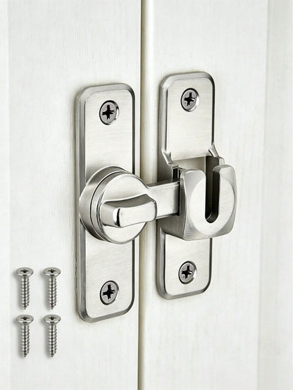 Heavy-Duty Metal Hasp Latch With 4 Screws – 5 Packs, 90/180-Degree Rotating Security Latch; Suitable For Barn Doors, Sliding Bathroom Doors, Garages, Bedrooms, And Cabinets – Durable, Pry-Resistant Do