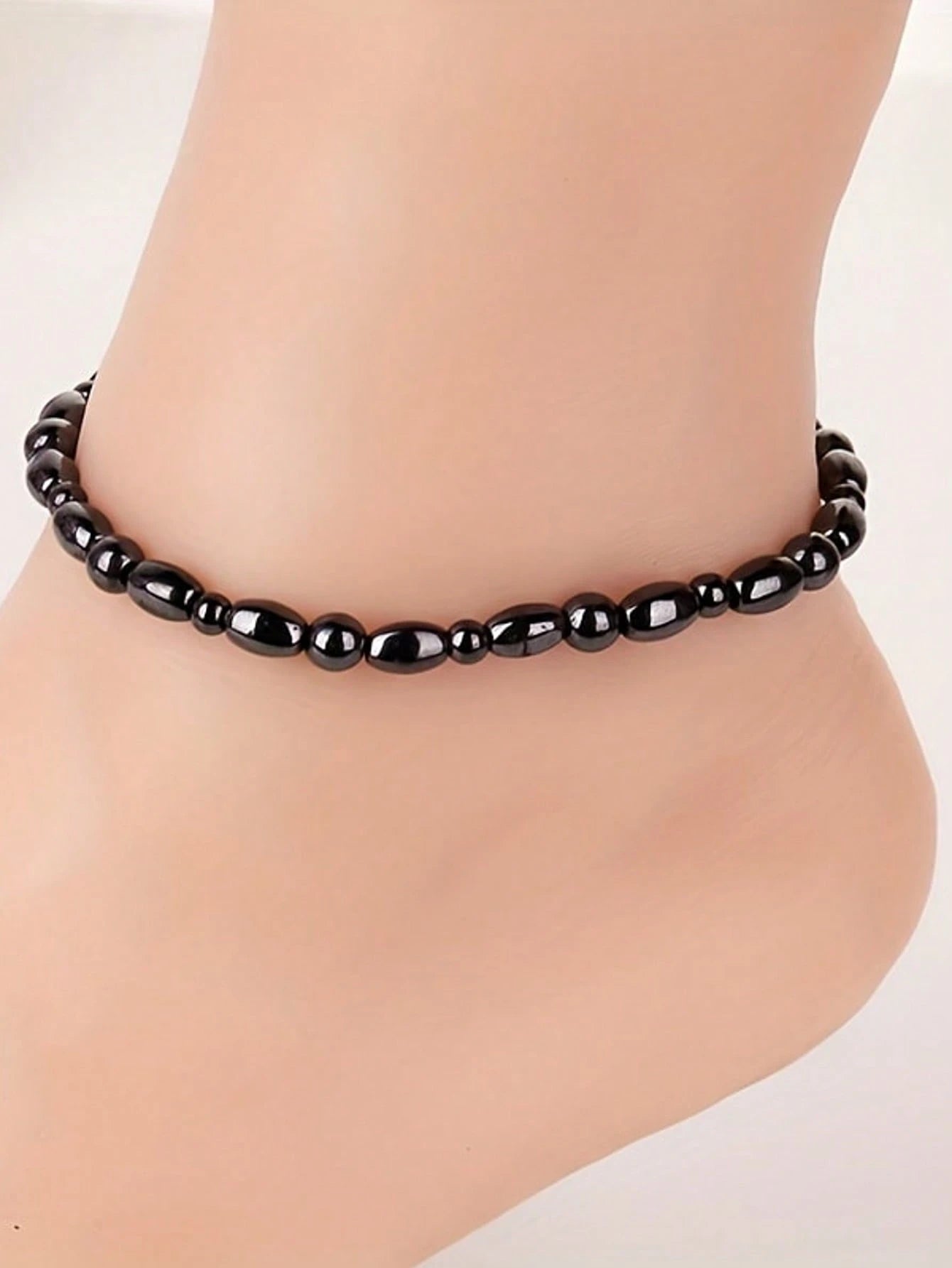 Hematite Magnetic Anklet, Black, With Magnetic Anklet Chain, Magnetic Stone Anklet, Handmade Jewelry For Men And Women