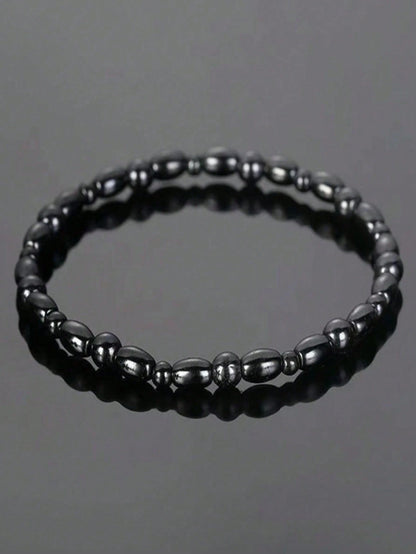 Hematite Magnetic Anklet, Black, With Magnetic Anklet Chain, Magnetic Stone Anklet, Handmade Jewelry For Men And Women