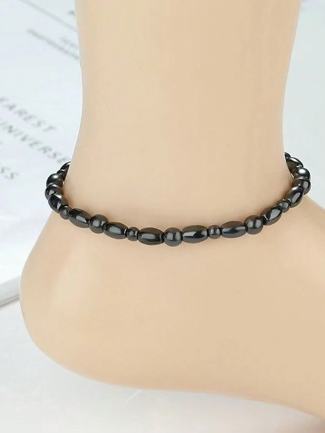 Hematite Magnetic Anklet, Black, With Magnetic Anklet Chain, Magnetic Stone Anklet, Handmade Jewelry For Men And Women