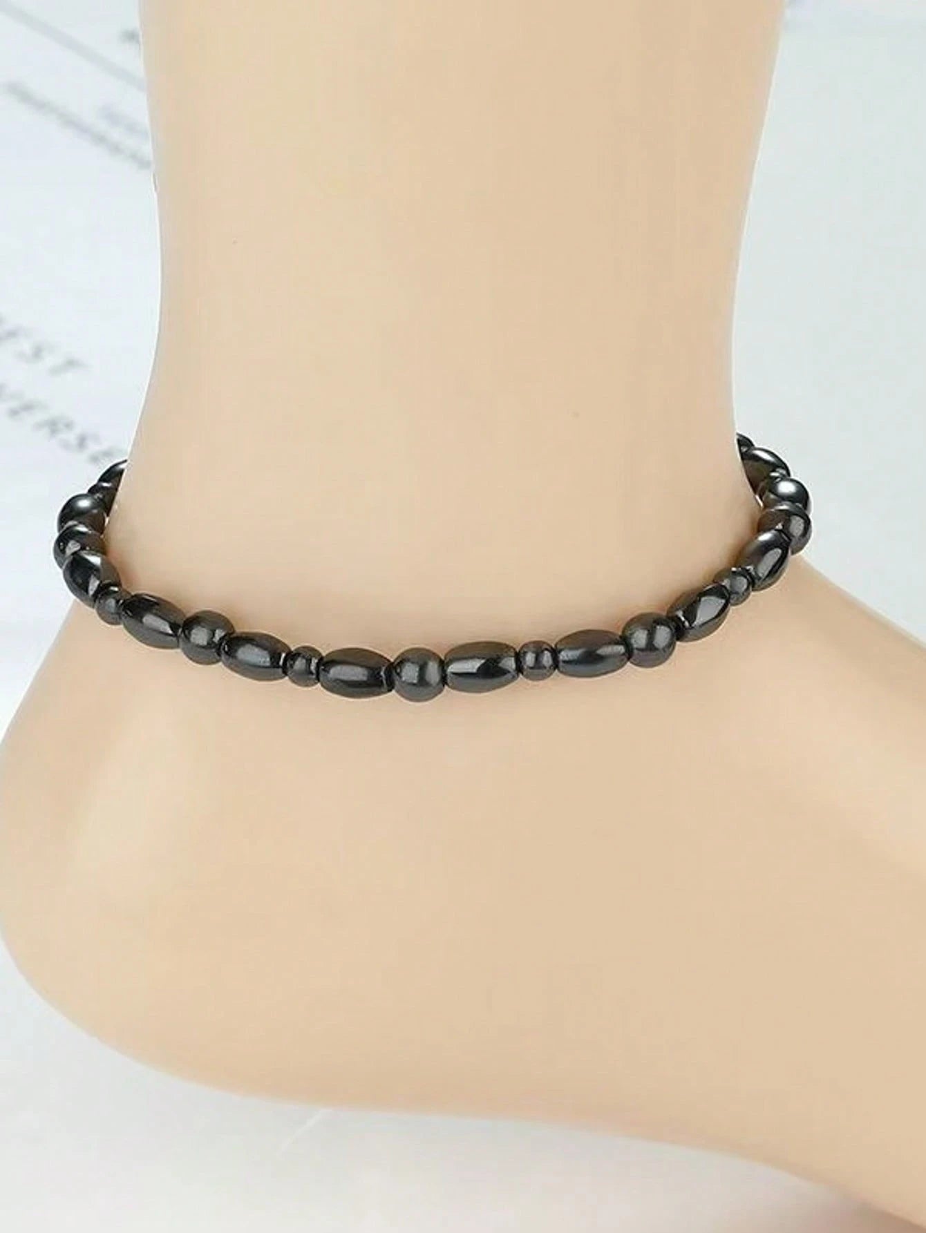 Hematite Magnetic Anklet, Black, With Magnetic Anklet Chain, Magnetic Stone Anklet, Handmade Jewelry For Men And Women