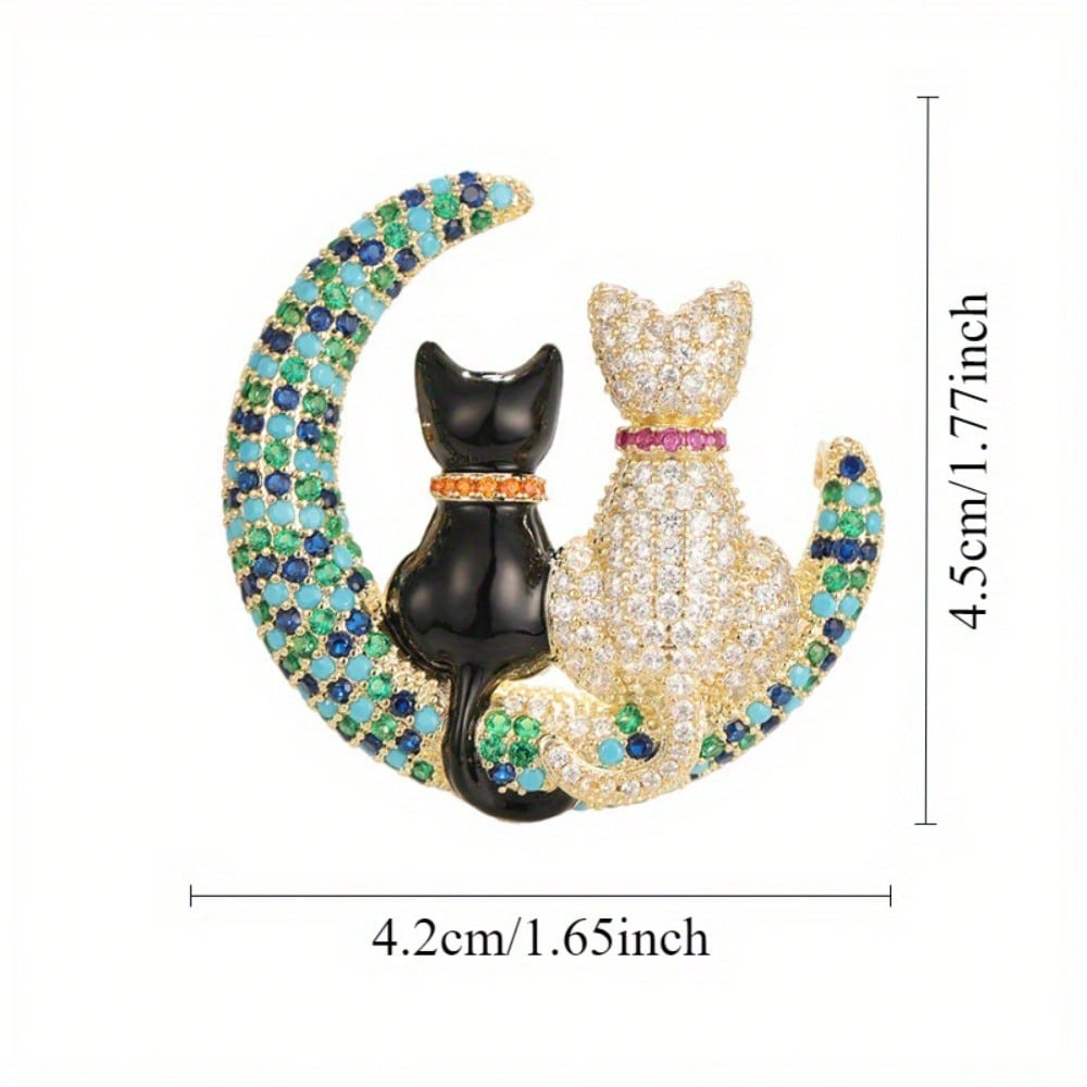 High Quality Popular Cute Moon Cat Brooch Women Animal Corsage Pin Suit Scarf Accessories