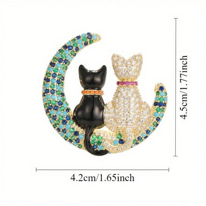 High Quality Popular Cute Moon Cat Brooch Women Animal Corsage Pin Suit Scarf Accessories