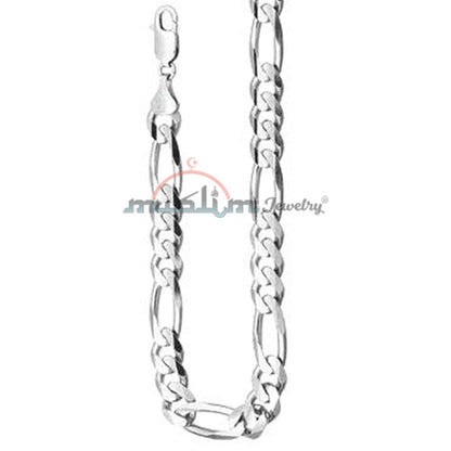 High Quality Sterling Silver 100 Gauge Figaro Chain 4x1 mm Jewelry Necklace