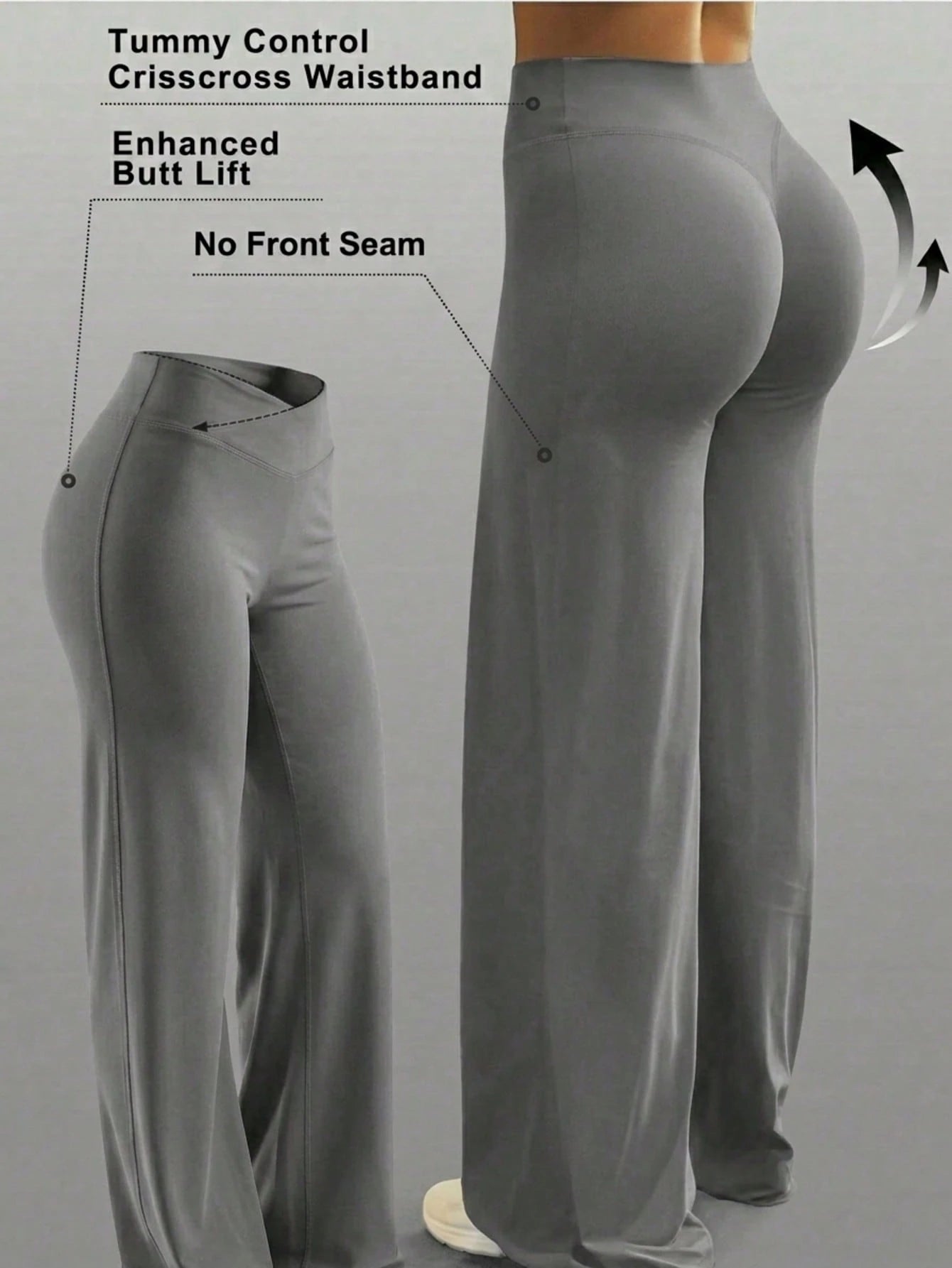 High Waist Wide Leg Pants, Summer Tummy Control Non-See Through Yoga Casual Pants Sports