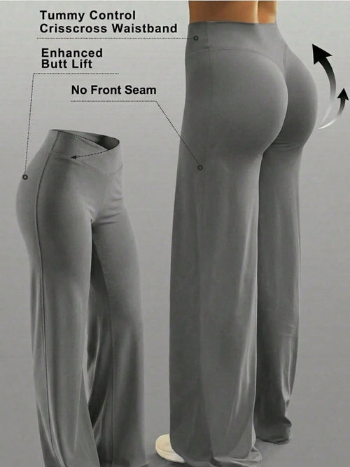High Waist Wide Leg Pants, Summer Tummy Control Non-See Through Yoga Casual Pants Sports