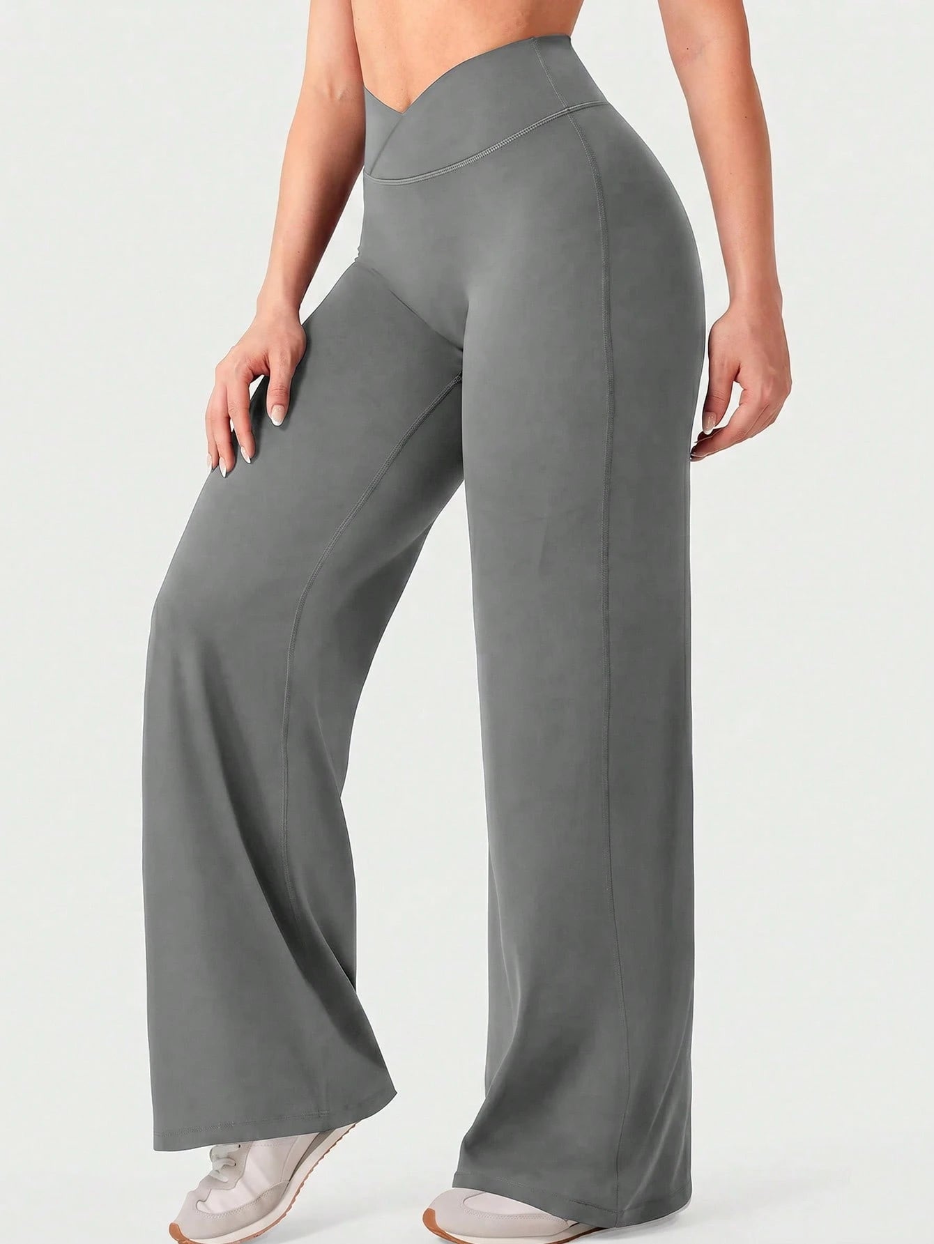 High Waist Wide Leg Pants, Summer Tummy Control Non-See Through Yoga Casual Pants Sports