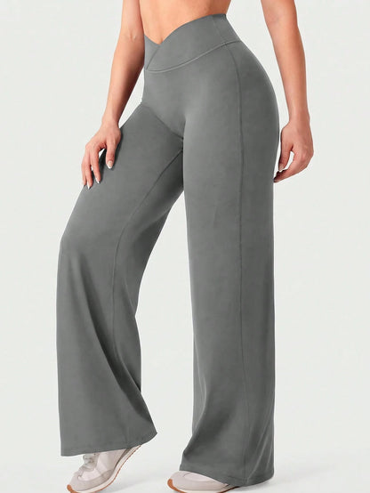 High Waist Wide Leg Pants, Summer Tummy Control Non-See Through Yoga Casual Pants Sports