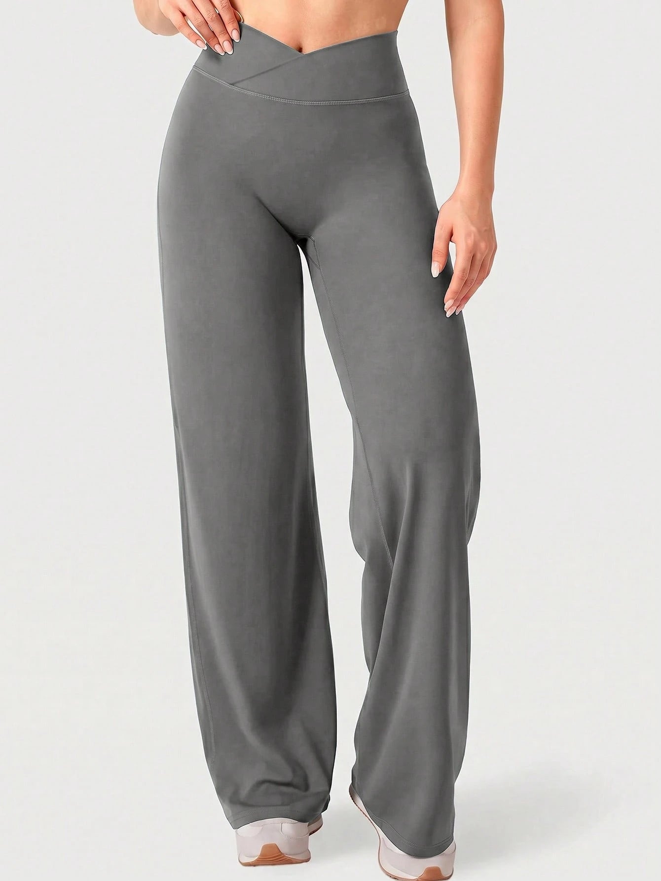 High Waist Wide Leg Pants, Summer Tummy Control Non-See Through Yoga Casual Pants Sports