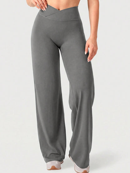 High Waist Wide Leg Pants, Summer Tummy Control Non-See Through Yoga Casual Pants Sports