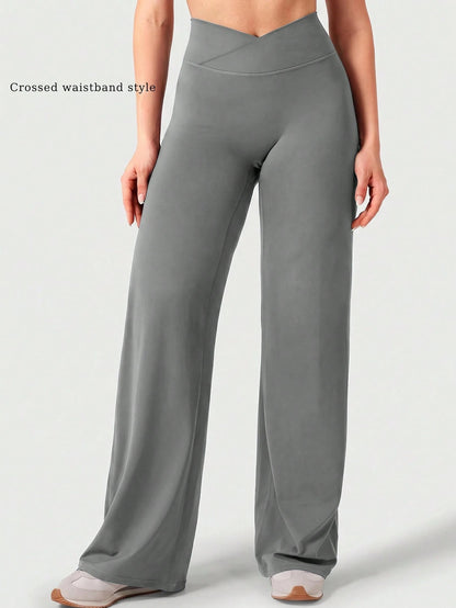 High Waist Wide Leg Pants, Summer Tummy Control Non-See Through Yoga Casual Pants Sports