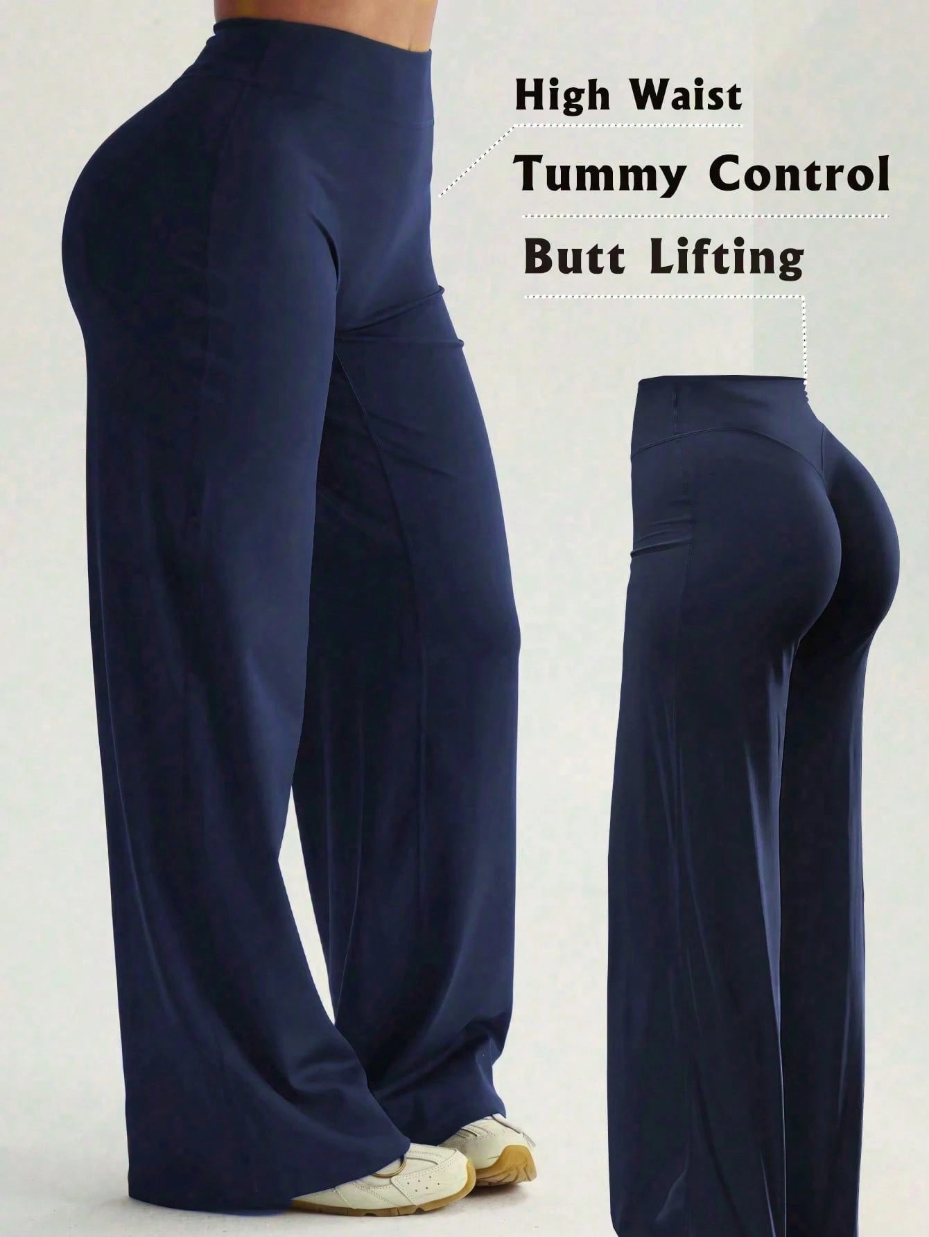 High Waist Wide Leg Pants, Summer Tummy Control Non-See Through Yoga Casual Pants Sports