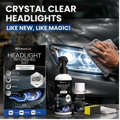 Hikmarion Headlight Restoration Kit- UV-Resistant, Easy DIY Shine Reviver For Foggy, Yellowed Car Lights