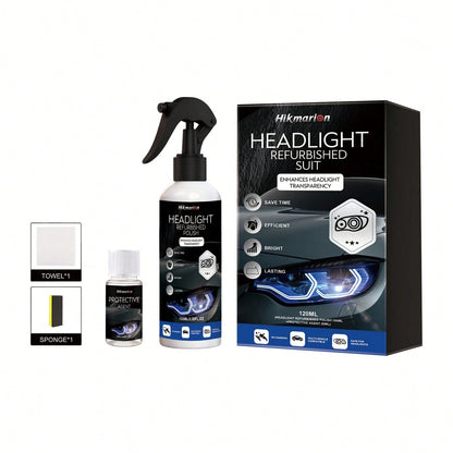 Hikmarion Headlight Restoration Kit- UV-Resistant, Easy DIY Shine Reviver For Foggy, Yellowed Car Lights