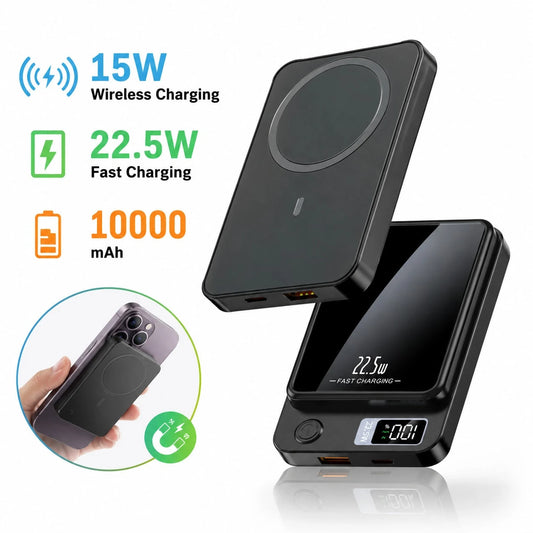 hoco. 10000mAh Pocket Portable Charger With Built-In Charging Cords, Fast Charging Power Bank, Digital Battery Display, LED Flashlight And Carry Strap, Lightweight Travel Accessory For Vacation, Campi