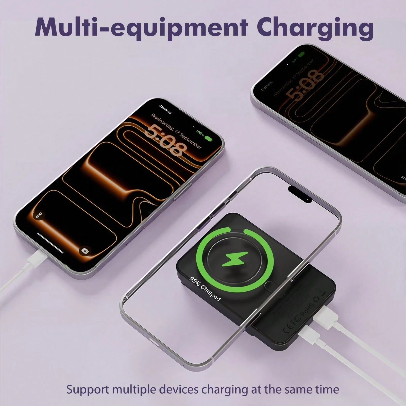 hoco. 10000mAh Pocket Portable Charger With Built-In Charging Cords, Fast Charging Power Bank, Digital Battery Display, LED Flashlight And Carry Strap, Lightweight Travel Accessory For Vacation, Campi