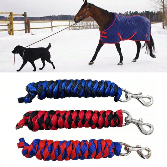 Horse Supplies- Strong Horse Lead Rope, Braided Horse Lead With Thick Silver Metal Clasp Hook, 4-Strand Horse Lead Rope, Pet Leash, Horse Halter Rope