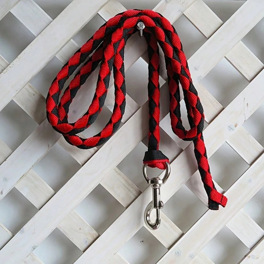 Horse Supplies- Strong Horse Lead Rope, Braided Horse Lead With Thick Silver Metal Clasp Hook, 4-Strand Horse Lead Rope, Pet Leash, Horse Halter Rope
