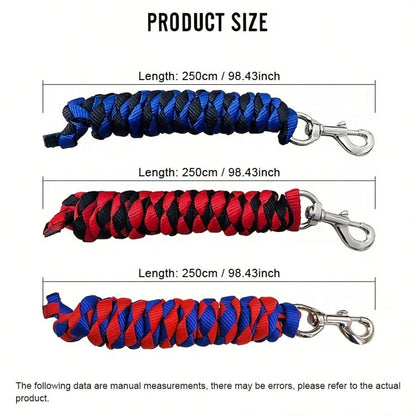 Horse Supplies- Strong Horse Lead Rope, Braided Horse Lead With Thick Silver Metal Clasp Hook, 4-Strand Horse Lead Rope, Pet Leash, Horse Halter Rope