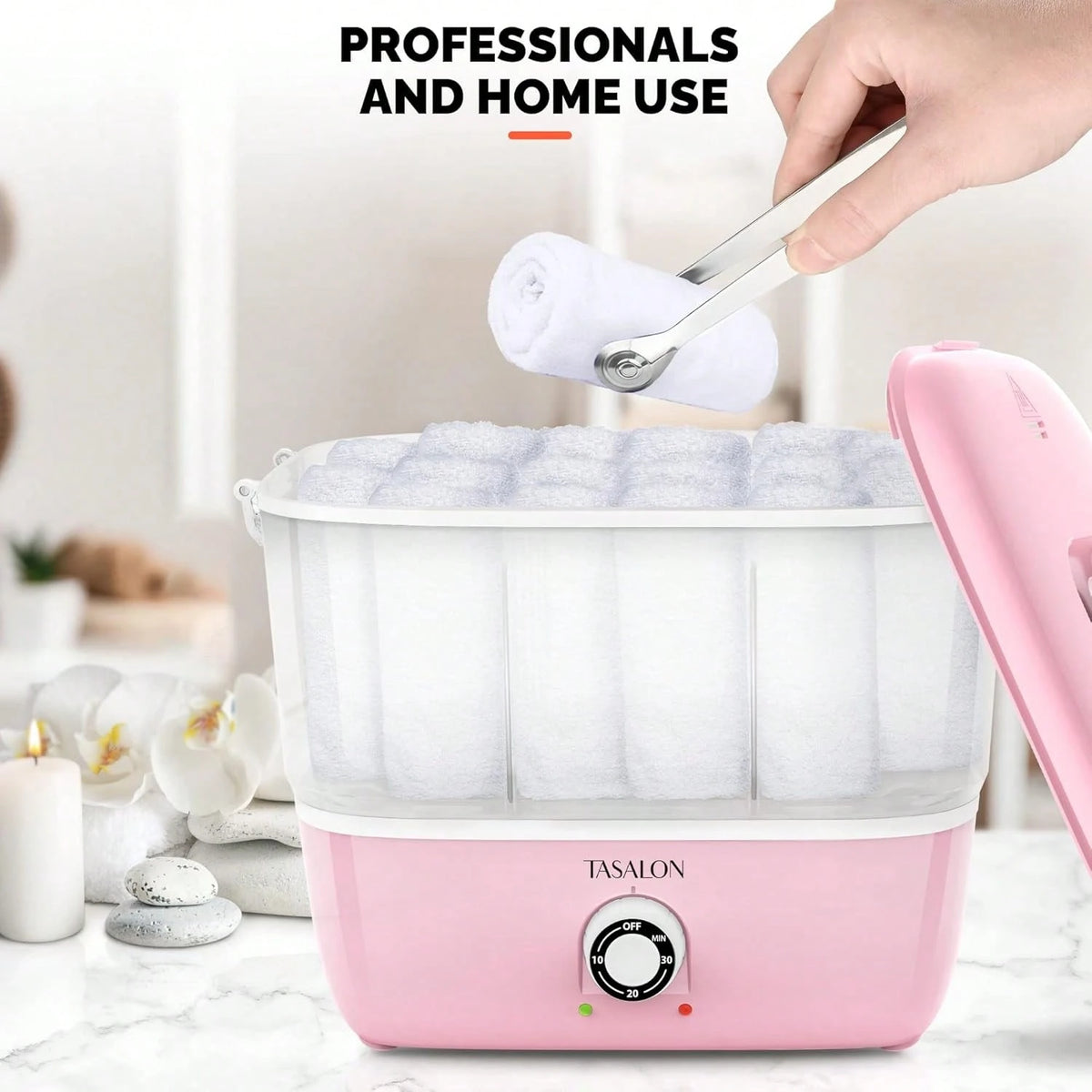 Hot Towel Warmer For Facials, Holds 16 Small Towels, 5L Portable Towel Steamer With Quickly Heating In 1-5 Mins, Auto Off Timer Foldable Towel Warmers For Spa, Barber, Manicures, Massage-Pink