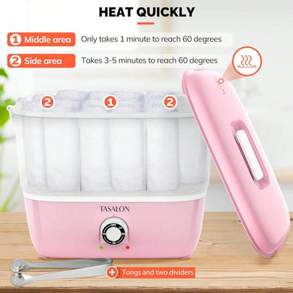 Hot Towel Warmer For Facials, Holds 16 Small Towels, 5L Portable Towel Steamer With Quickly Heating In 1-5 Mins, Auto Off Timer Foldable Towel Warmers For Spa, Barber, Manicures, Massage-Pink