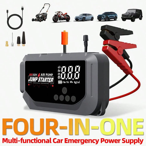 HUASHIJIE Portable Large-Capacity 12V 8000A Smart Emergency Car Jump Starter, Flashlight, Power Bank, Air Pump. Suitable For All Gasoline Vehicles And All Types Of Engines. Gifts For Road Trip, Mother