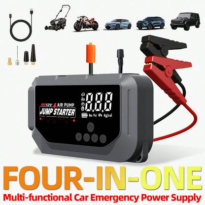 HUASHIJIE Portable Large-Capacity 12V 8000A Smart Emergency Car Jump Starter, Flashlight, Power Bank, Air Pump. Suitable For All Gasoline Vehicles And All Types Of Engines. Gifts For Road Trip, Mother