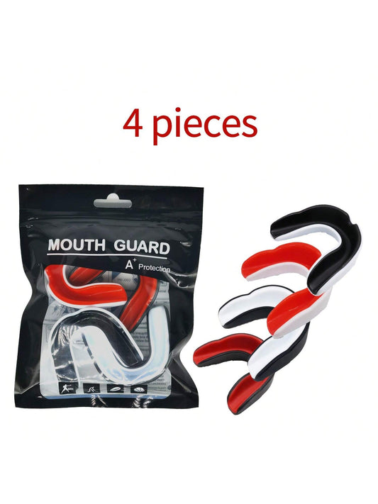 HUSHANYING 4pcs Teeth Protector Mouthguard Set, 4 Colors, Professional Dental Guard For Boxing, Muay Thai, MMA, Wrestling, Hockey And Other Contact Sports, Suitable For Adults & Teens