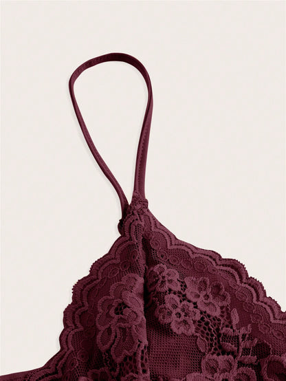 ICON Elegant Solid Contrast Lace Ruched Y2k Cami Top