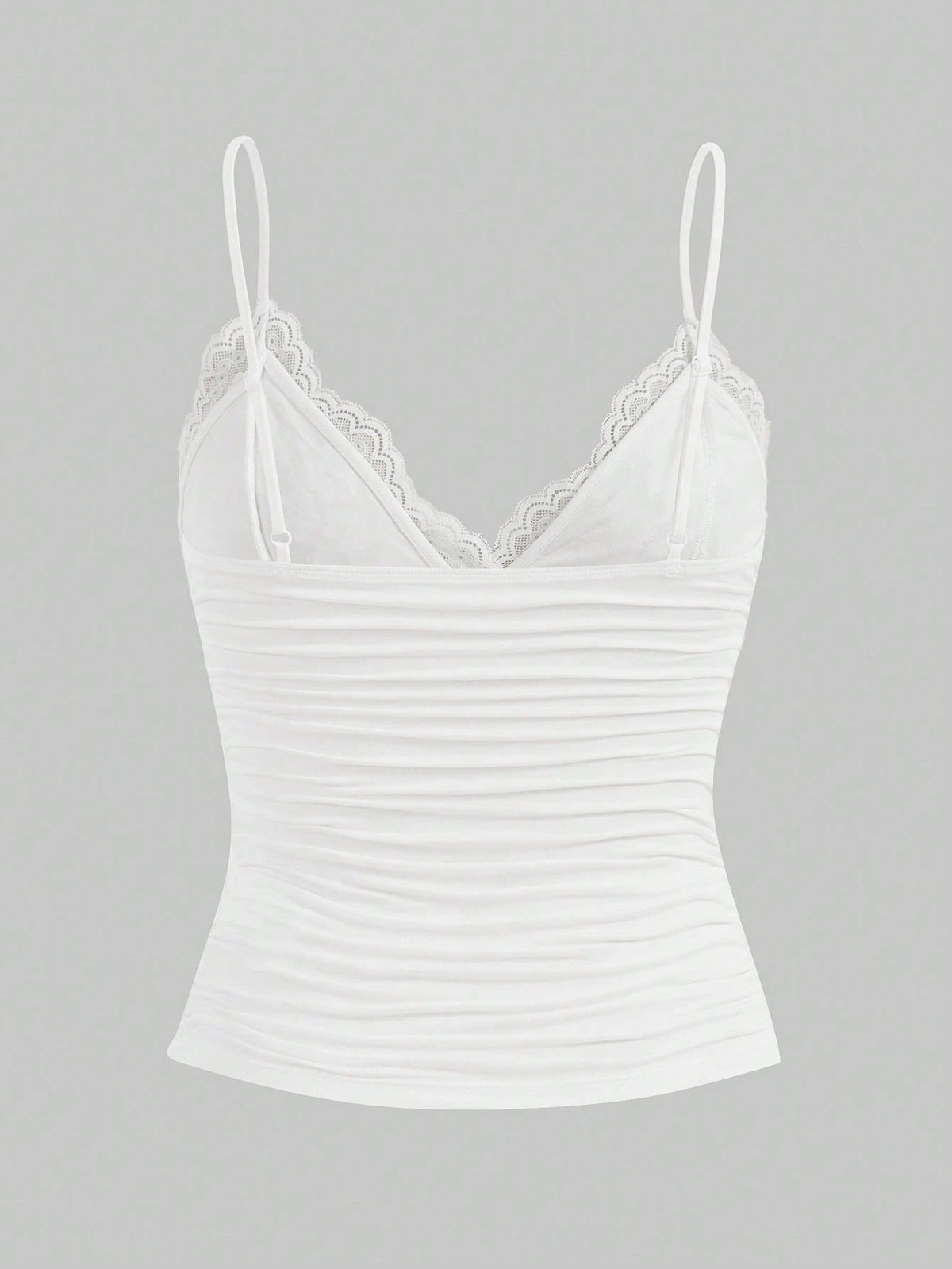 ICON Elegant Solid Contrast Lace Ruched Y2k Cami Top