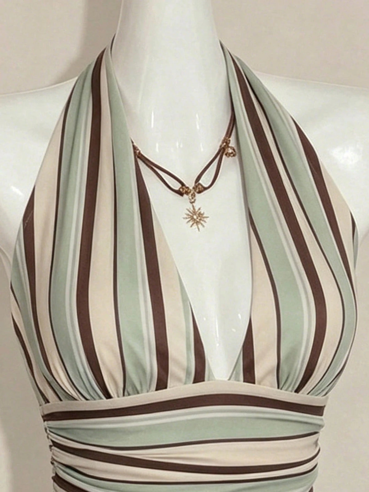 ICON Halter Neck Deep V-Neck Waist-Cinched A-Line Backless Old Money Style Tank Top