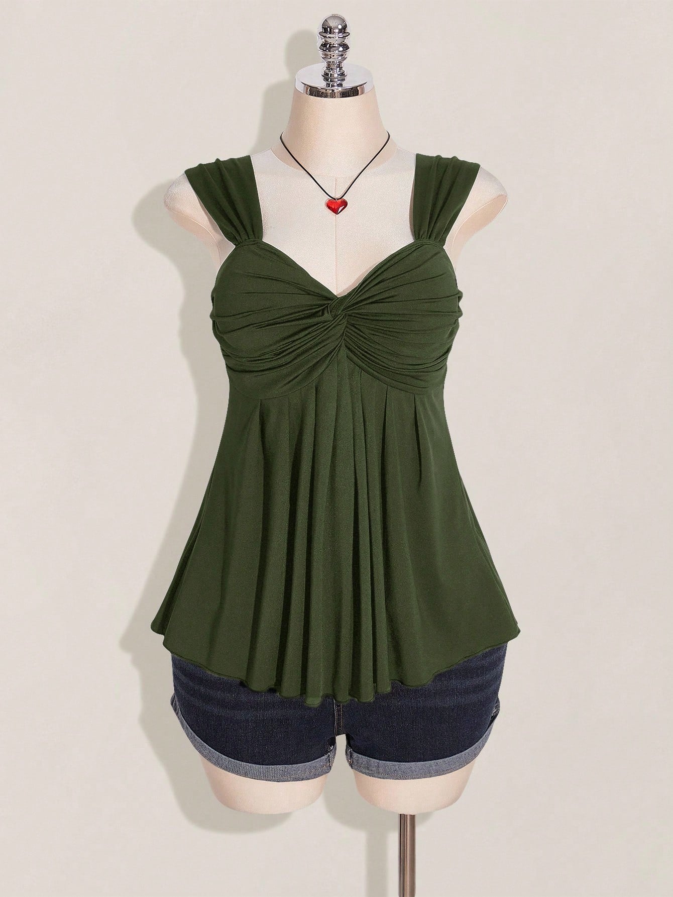 ICON Plus Size Women's Black Twist Front Sleeveless Babydoll Knit Top, Y2K Style, Suitable For Graduation/Back To School Season, Summer Cute Tops