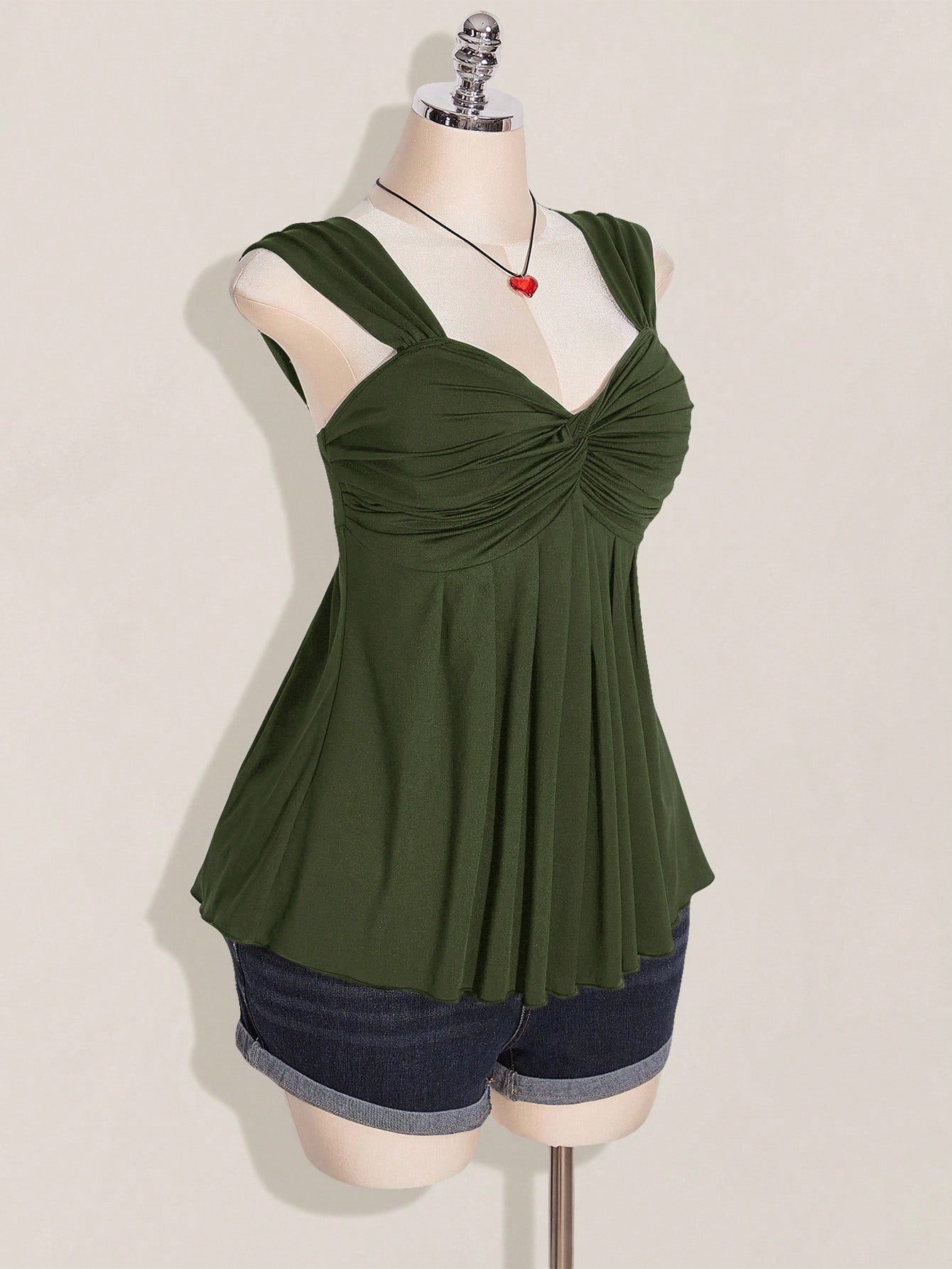 ICON Plus Size Women's Black Twist Front Sleeveless Babydoll Knit Top, Y2K Style, Suitable For Graduation/Back To School Season, Summer Cute Tops