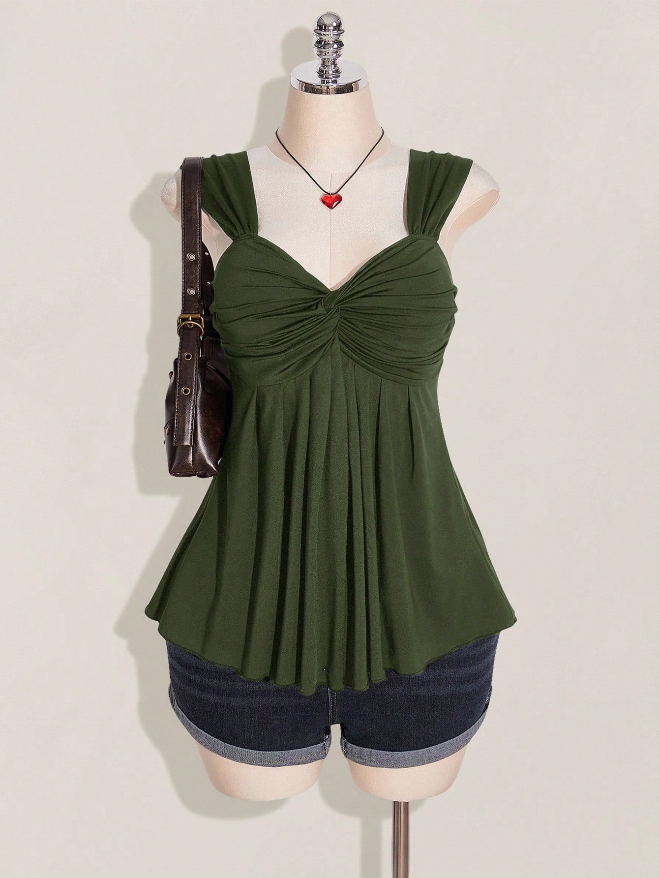 ICON Plus Size Women's Black Twist Front Sleeveless Babydoll Knit Top, Y2K Style, Suitable For Graduation/Back To School Season, Summer Cute Tops