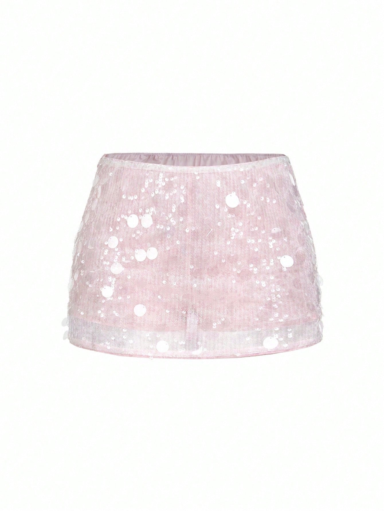 ICON Silver Low Rise Sequin Decor Bodycon Mini Skirt