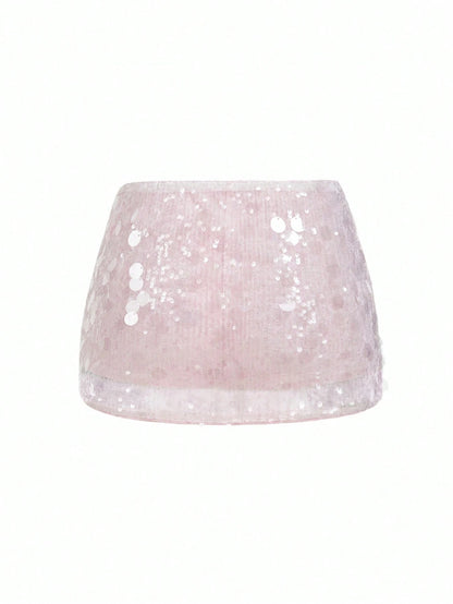 ICON Silver Low Rise Sequin Decor Bodycon Mini Skirt