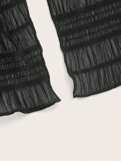 ICON Split Hem Tie Backless Mesh Halter Y2k Top